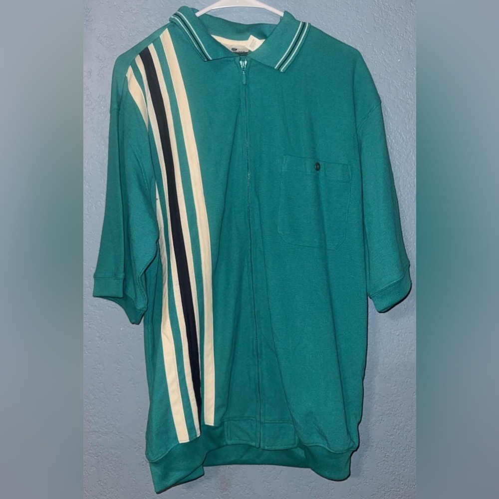 Quiksilver Teal Knit Polo with Cream Collar Trim